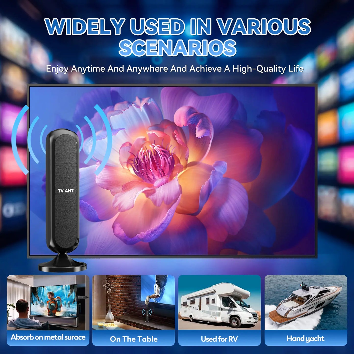 HIDB TV Antenna Digital for Smart TV HD Antena Indoor 4K 360° Signal Amplified Indoor TV Antenna for Easy Long Range Reception Installation No Monthly Bill Ultra Long Reception Distance TV Antenna for Local Channels ,Deals for You Days，Summerwins,Father'S