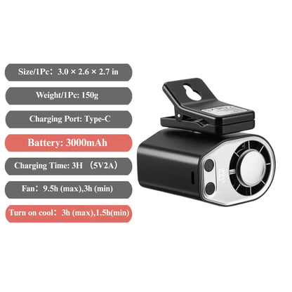 【Summer Survivals】Joytutus Semiconductor Cooling Clip-On Fan - Portable Clip Fan, Car Accessories, 360° Rotatable, 100-Speed Adjustable, USB Rechargeable, 16℃ Wide Clamp, 3000Mah 20Hr Battery, LED Display, Cool Tech Gadget, Cars Accessories