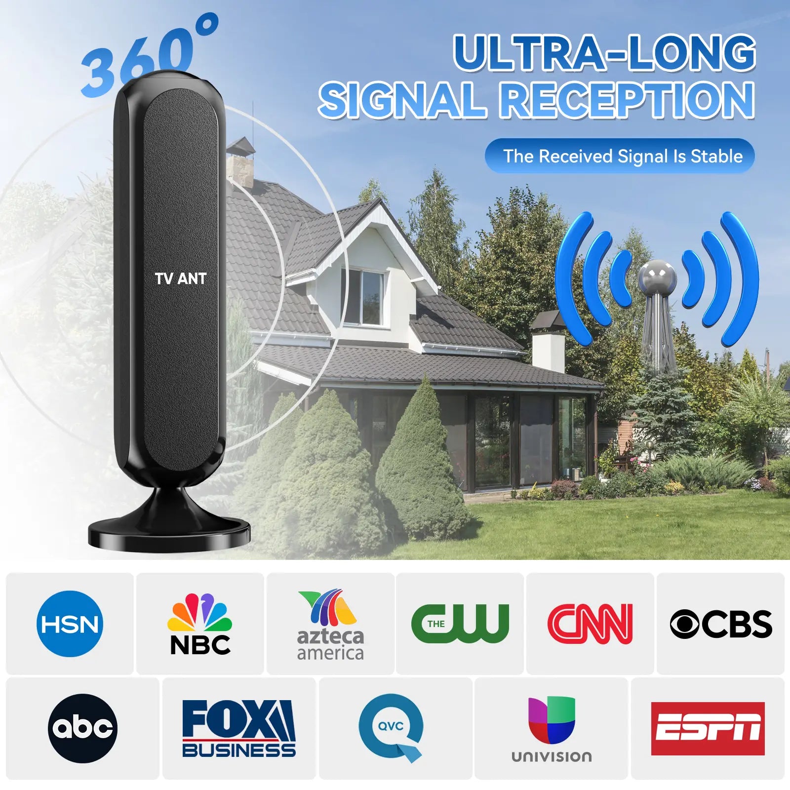 HIDB TV Antenna Digital for Smart TV HD Antena Indoor 4K 360° Signal Amplified Indoor TV Antenna for Easy Long Range Reception Installation No Monthly Bill Ultra Long Reception Distance TV Antenna for Local Channels ,Deals for You Days，Summerwins,Father'S
