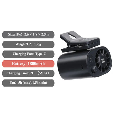 【Summer Survivals】Joytutus Semiconductor Cooling Clip-On Fan - Portable Clip Fan, Car Accessories, 360° Rotatable, 100-Speed Adjustable, USB Rechargeable, 16℃ Wide Clamp, 3000Mah 20Hr Battery, LED Display, Cool Tech Gadget, Cars Accessories