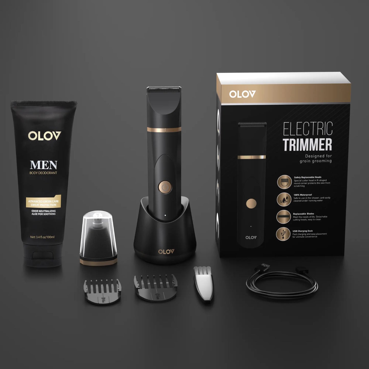 OLOV Anti-Nick Body & Ball Trimmer - Safe Ceramic Blade Groomer for Men, Electric Razor