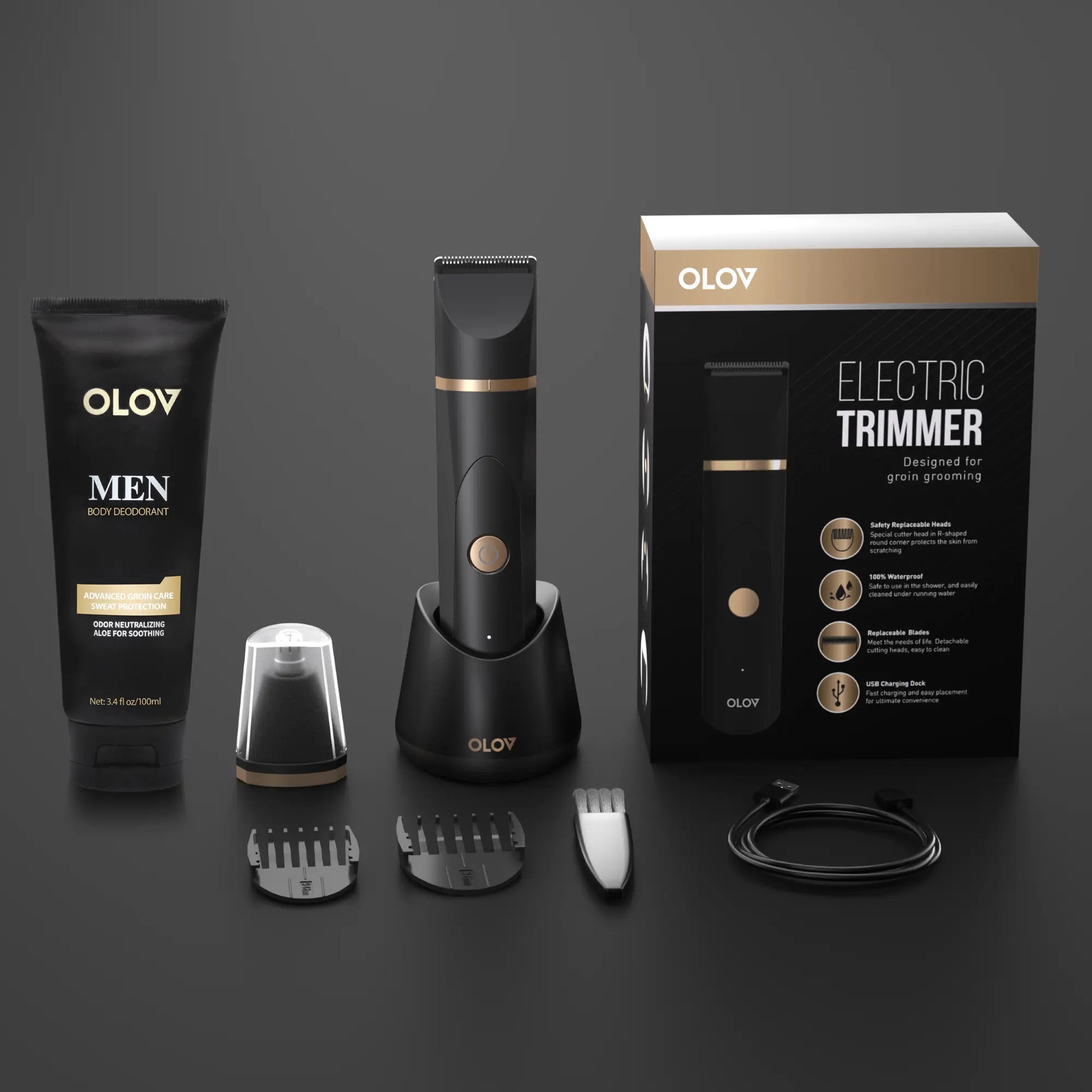OLOV Anti-Nick Body & Ball Trimmer - Safe Ceramic Blade Groomer for Men, Electric Razor