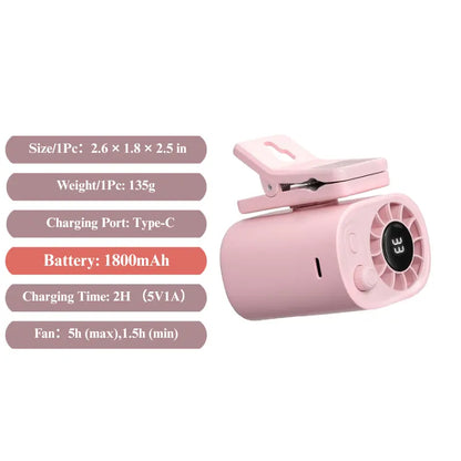 【Summer Survivals】Joytutus Semiconductor Cooling Clip-On Fan - Portable Clip Fan, Car Accessories, 360° Rotatable, 100-Speed Adjustable, USB Rechargeable, 16℃ Wide Clamp, 3000Mah 20Hr Battery, LED Display, Cool Tech Gadget, Cars Accessories