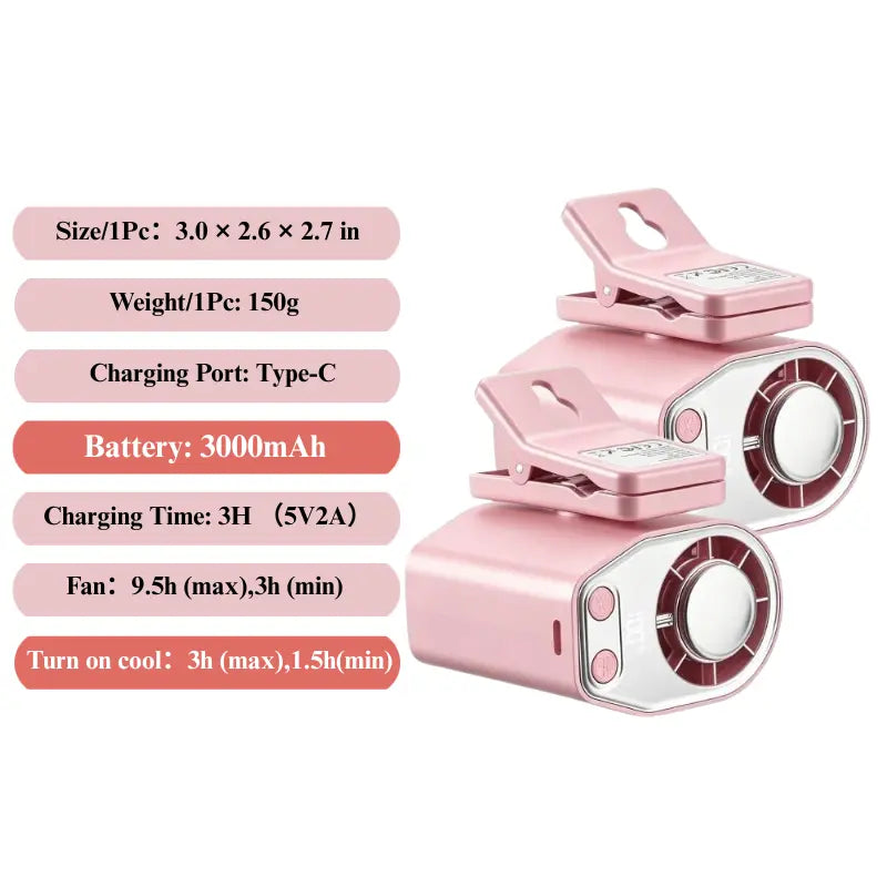【Summer Survivals】Joytutus Semiconductor Cooling Clip-On Fan - Portable Clip Fan, Car Accessories, 360° Rotatable, 100-Speed Adjustable, USB Rechargeable, 16℃ Wide Clamp, 3000Mah 20Hr Battery, LED Display, Cool Tech Gadget, Cars Accessories
