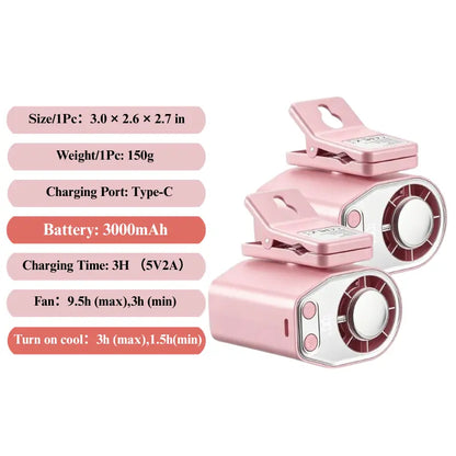 【Summer Survivals】Joytutus Semiconductor Cooling Clip-On Fan - Portable Clip Fan, Car Accessories, 360° Rotatable, 100-Speed Adjustable, USB Rechargeable, 16℃ Wide Clamp, 3000Mah 20Hr Battery, LED Display, Cool Tech Gadget, Cars Accessories
