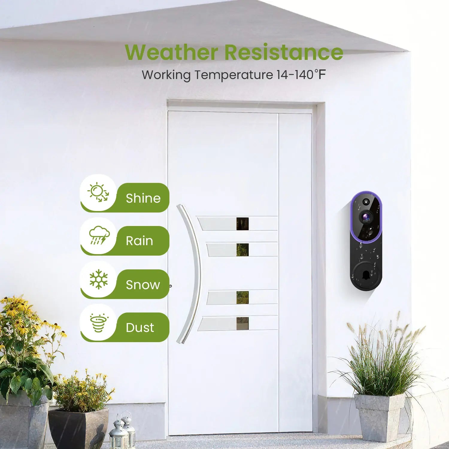 Wireless Smart Video Doorbell Camera - 1080P HD, AI Human Detection, Night Vision, Instant Alerts, Two-Way Audio, 2.4G WiFi, Easy Installation, Rechargeable Battery, Cloud Storage