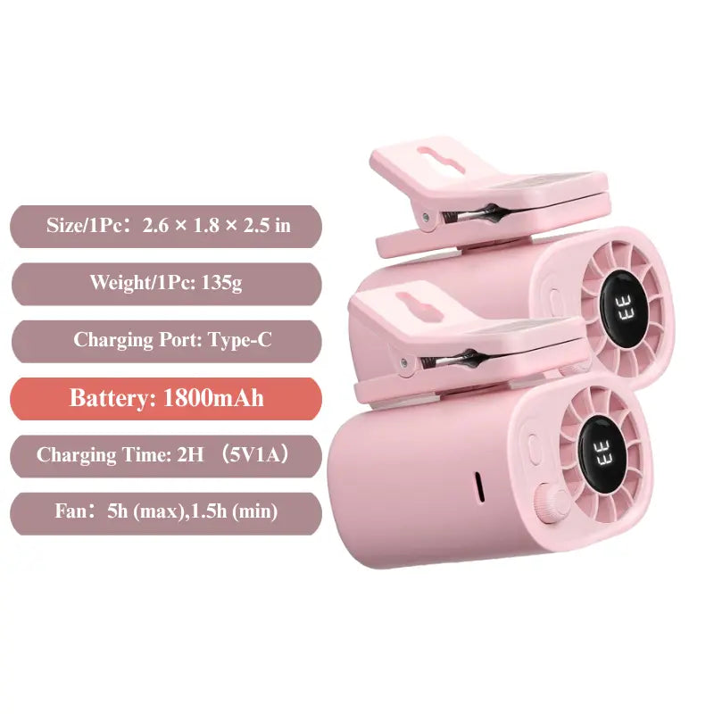 【Summer Survivals】Joytutus Semiconductor Cooling Clip-On Fan - Portable Clip Fan, Car Accessories, 360° Rotatable, 100-Speed Adjustable, USB Rechargeable, 16℃ Wide Clamp, 3000Mah 20Hr Battery, LED Display, Cool Tech Gadget, Cars Accessories