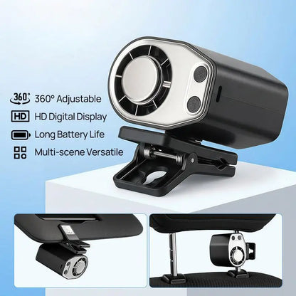 Summer Child Car Clip Fan - 360° Rotation, Adjustable, USB Rechargeable, Wide Clamp Blower, 16℃ Cooling, 20Hr 3000Mah Battery, Personal Fan for Car