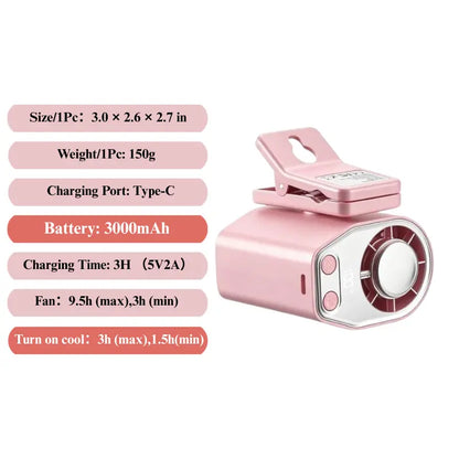 【Summer Survivals】Joytutus Semiconductor Cooling Clip-On Fan - Portable Clip Fan, Car Accessories, 360° Rotatable, 100-Speed Adjustable, USB Rechargeable, 16℃ Wide Clamp, 3000Mah 20Hr Battery, LED Display, Cool Tech Gadget, Cars Accessories