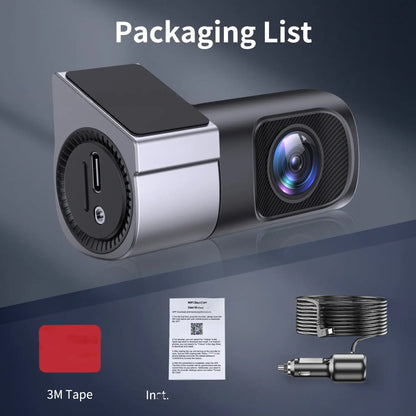 Wired Wifi Dash Cam 1080P HD | 360° Rotatable Mini Car Camera with Night Vision, Loop Recording, 24H Parking Monitor Dvr Card Storage