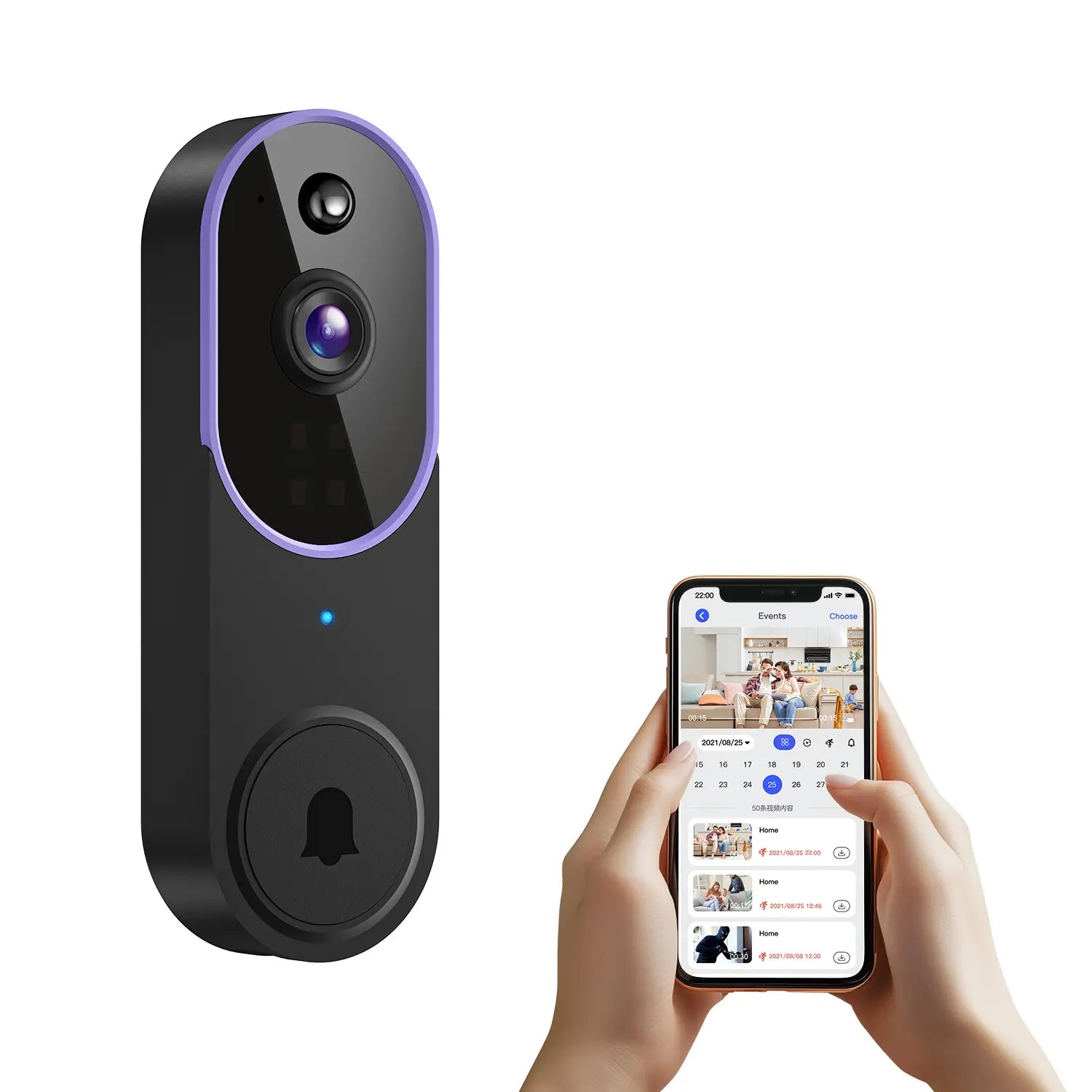 Wireless Smart Video Doorbell Camera - 1080P HD, AI Human Detection, Night Vision, Instant Alerts, Two-Way Audio, 2.4G WiFi, Easy Installation, Rechargeable Battery, Cloud Storage
