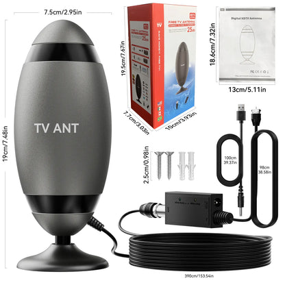 HIDB TV Antenna Digital for Smart TV HD Antena Indoor 4K 360° Signal Amplified Indoor TV Antenna for Easy Long Range Reception Installation No Monthly Bill Ultra Long Reception Distance TV Antenna for Local Channels ,Deals for You Days，Summerwins,Father'S