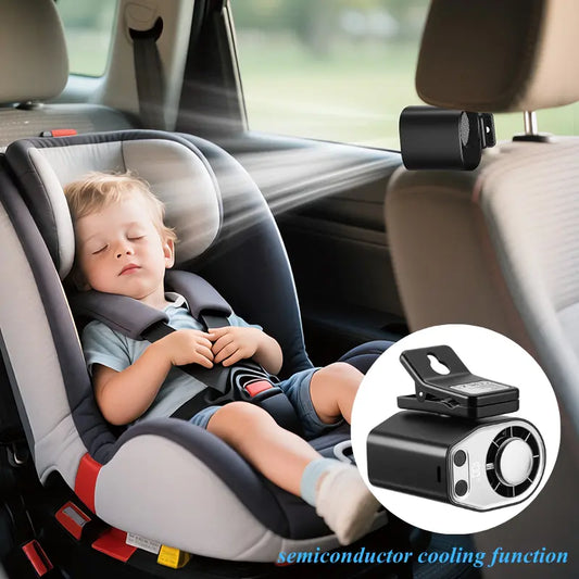 Summer Child Car Clip Fan - 360° Rotation, Adjustable, USB Rechargeable, Wide Clamp Blower, 16℃ Cooling, 20Hr 3000Mah Battery, Personal Fan for Car