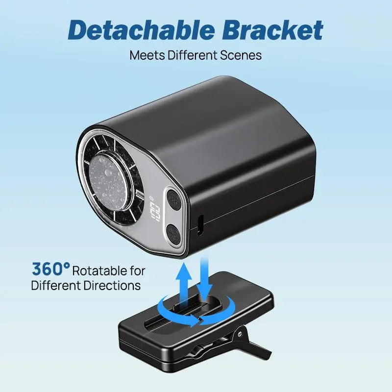 【Summer Survivals】Joytutus Semiconductor Cooling Clip-On Fan - Portable Clip Fan, Car Accessories, 360° Rotatable, 100-Speed Adjustable, USB Rechargeable, 16℃ Wide Clamp, 3000Mah 20Hr Battery, LED Display, Cool Tech Gadget, Cars Accessories