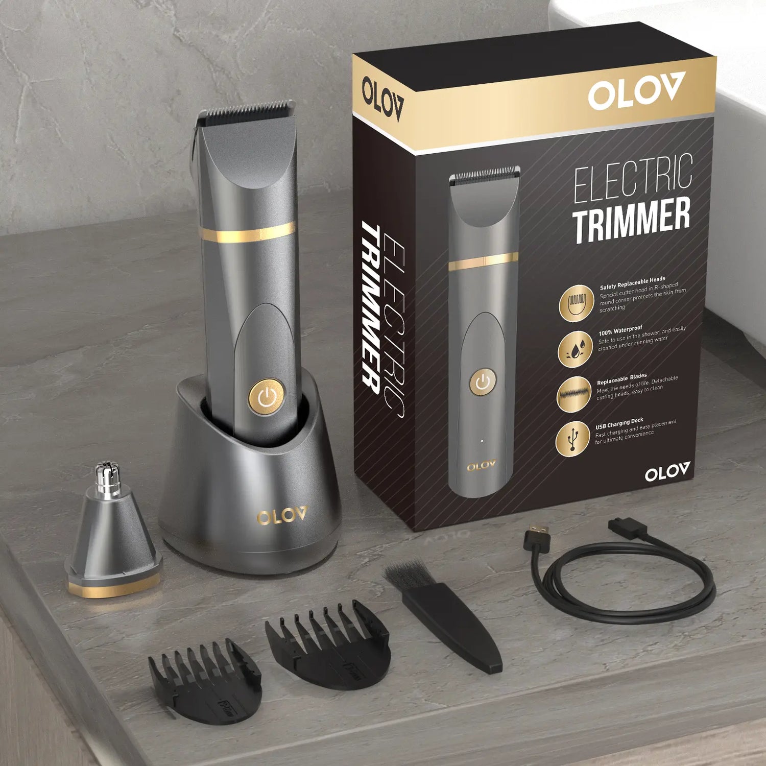 OLOV Anti-Nick Body & Ball Trimmer - Safe Ceramic Blade Groomer for Men, Electric Razor